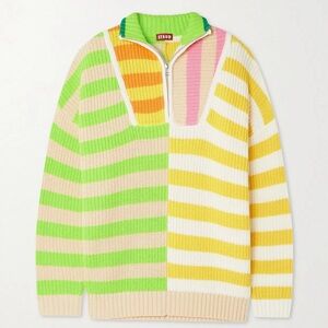 STAUD Multicolor Striped Turtleneck Sweater